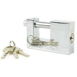 Cadenas rectangulaire - GEKO - 3 clés - Intérieur et extérieur - Chrome