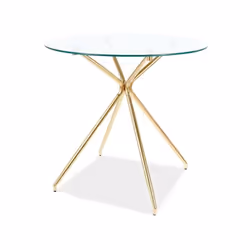 Table ronde avec un plateau en verre trempé résistant aux rayures. Le plateau de la table a une épaisseur de 0,8 cm. Monture  ...
