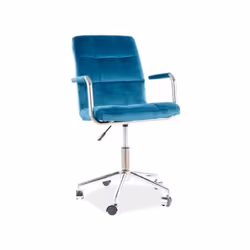 Chaise de bureau pivotante en velours matelassé de la gamme Q-022. Elle comprend 5 roulettes, une poignée pour régler la haut ...