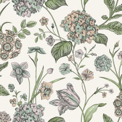 Papier peint Amelie Hortensia Crème / Multi Rasch 260162