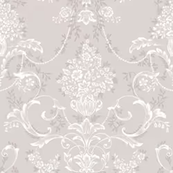 Papier peint damassé floral Amelie Gris Rasch 260253