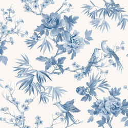 Papier peint Oiseau Chinoiserie Amelie Bleu / Blanc Rasch 260554