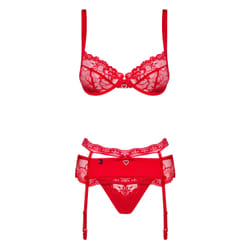 Obsessive Heartina Ensemble de lingerie Rouge Elastane, Polyamide