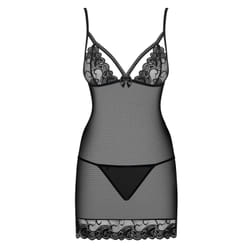 Obsessive Wonderia L/XL Chemise de nuit Noir, Transparent Elastane, Polyamide