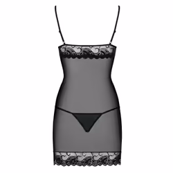 Obsessive Wonderia L/XL Chemise de nuit Noir, Transparent Elastane, Polyamide