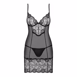 Obsessive Alluria, Chemise de nuit, Noir, Elastane, Polyamide, S/M, Monochromatique, Taille normale