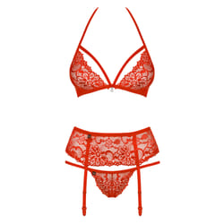Obsessive 838-SEG-3 L/XL ensemble de lingerie et body Rouge, Transparent Elastane, Polyamide