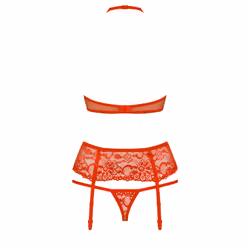 Obsessive 838-SEG-3 L/XL ensemble de lingerie et body Rouge, Transparent Elastane, Polyamide