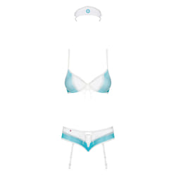 Obsessive 834-CST-6 S/M ensemble de lingerie et body Bleu, Transparent, Blanc Elastane, Polyamide