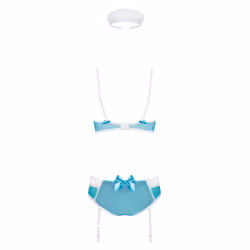 Obsessive 834-CST-6 S/M ensemble de lingerie et body Bleu, Transparent, Blanc Elastane, Polyamide