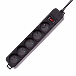Akyga Surge protector AK-SP-05A 1,8m 5 outlets CEE7/5 +switch, 50 Hz, 2500 W, Noir, Pologne, 305,6 g, 92 mm