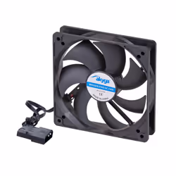 Akyga System fan 12 cm black AW-12A-BK Molex 120x120 mm, Ventilateur, 12 cm, 1000 tr/min, 20 dB, 66 cfm, Noir
