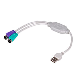 Akyga AK-AD-15 câble PS/2 0,25 m 2x 6-p Mini-DIN USB A Blanc
