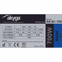 Akyga AK-B1-700 unité d'alimentation d'énergie 700 W 20+4 pin ATX ATX Gris - Vue supplémentaire 4