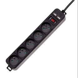 Akyga AK-SP-05U protection surtension Noir 5 sortie(s) CA 1,5 m