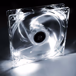 Akyga System fan 12 cm LED white AW-12A-WH Molex 120x120 mm, Ventilateur, 12 cm, 1000 tr/min, 20 dB, 66 m³/h, Transparent