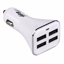 Akyga AK-CH-09 chargeur d'appareils mobiles GPS, Chargeur électrique, Smartphone, Tablette Argent, Blanc Allume-cigare Auto