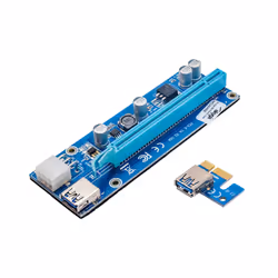 Akyga Riser PCI-E 1x - 16x AK-CA-64 USB 3.0, 6-pin, SATA, 009s, Universel, Support de carte graphique, Acrylonitrile-Butadièn ...