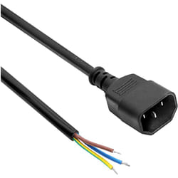 Akyga - Câble de raccordement alimentation [1x Secteur femelle C14 - 1x extrémité(s) ouverte(s)] 1.5 m noir V130913