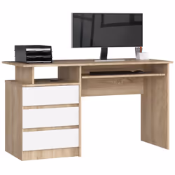 AKORD Furniture Factory IP0PBIUSON002, Droit, Forme rectangulaire, Mat, Blanc, Couleur chêne, 3 tiroir(s), 600 mm