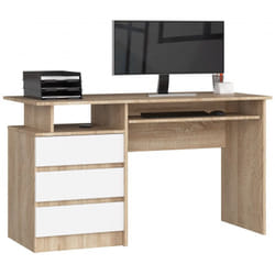 AKORD Furniture Factory IP0PBIUSON002 bureau d'ordinateur Blanc, Couleur chêne