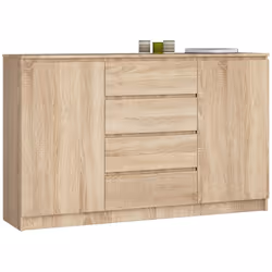 AKORD Furniture Factory OP0LK-1DAB004, Chêne, 4 tiroir(s), Mat, 4 étagères, 2 portes(s), 16 mm