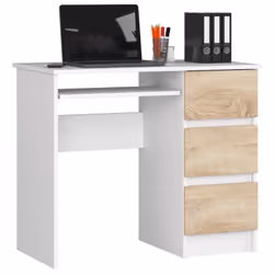AKORD Furniture Factory IP0PBIUBIADAB008, Droit, Forme rectangulaire, Mat, Blanc, Couleur chêne, 3 tiroir(s), 500 mm
