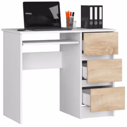 AKORD Furniture Factory IP0PBIUBIADAB008 bureau d'ordinateur Blanc, Couleur chêne