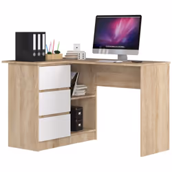 AKORD Furniture Factory IP0P3SDAB00281, Droit, Forme rectangulaire, Mat, Blanc, Couleur chêne, 3 tiroir(s), 850 mm