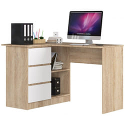 AKORD Furniture Factory IP0P3SDAB00281 bureau d'ordinateur Blanc, Couleur chêne