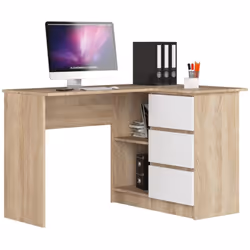 AKORD Furniture Factory IP0P3SDAB0011, Droit, Forme rectangulaire, Mat, Blanc, Couleur chêne, 3 tiroir(s), 850 mm