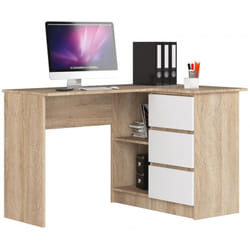 AKORD Furniture Factory IP0P3SDAB0011 bureau d'ordinateur Blanc, Couleur chêne