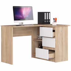 AKORD Furniture Factory IP0P3SDAB0011 bureau d'ordinateur Blanc, Couleur chêne