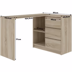AKORD Furniture Factory IP0P3SDAB0011 bureau d'ordinateur Blanc, Couleur chêne - Vue supplémentaire 5