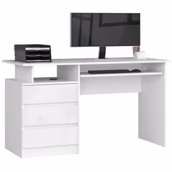 AKORD Furniture Factory IP0PBIUPOL001, Droit, Forme rectangulaire, Brillant, Blanc, 3 tiroir(s), 600 mm
