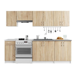 Ensemble De Meubles De Cuisine AKORD LIMA Blanc 240 cm 11 portes 1 tiroir façade Chêne Sonoma 240 x 445 x 203 cm