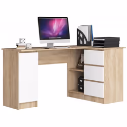 AKORD Furniture Factory IP0PBIUDABBIA006, Coin, Mat, Blanc, Couleur chêne, 3 tiroir(s), 850 mm, 1550 mm