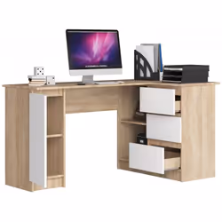 AKORD Furniture Factory IP0PBIUDABBIA006 bureau d'ordinateur Blanc, Couleur chêne