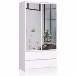 AKORD Furniture Factory SP0PSYSBIALUST, Blanc, Armoire, 4 étagères, 2 portes(s), Mat, Porte à charnière
