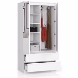 AKORD Furniture Factory SP0PSYSBIALUST placard et armoire de chambre à coucher 4 étagères 2 portes(s) Blanc