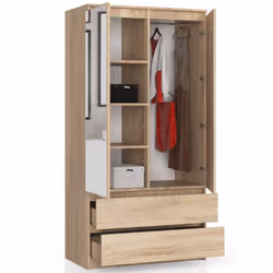AKORD Furniture Factory SP0PSYSSONLUST placard et armoire de chambre à coucher 4 étagères 2 portes(s) Chêne