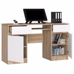 AKORD Furniture Factory IP0PBIUDABBIA004 bureau d'ordinateur Blanc, Couleur chêne