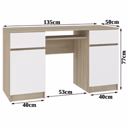 AKORD Furniture Factory IP0PBIUDABBIA004 bureau d'ordinateur Blanc, Couleur chêne - Vue supplémentaire 6