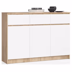 AKORD Furniture Factory OP0LK-1DABBIA008, Blanc, Chêne, 3 tiroir(s), Mat, 6 étagères, 3 portes(s), 16 mm