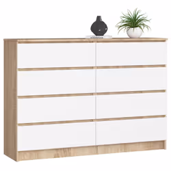 AKORD Furniture Factory OP0LKOMDABBIA004, Blanc, Chêne, 8 tiroir(s), Mat, 16 mm, 60 cm, 400 mm