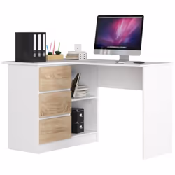 AKORD Furniture Factory IP0P3SBIASONB16, Droit, Forme rectangulaire, Mat, Blanc, Couleur chêne, 3 tiroir(s), 850 mm