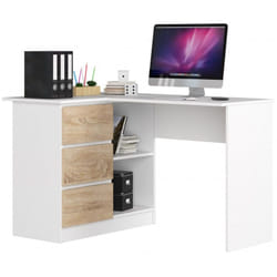 AKORD Furniture Factory IP0P3SBIASONB16 bureau d'ordinateur Blanc, Couleur chêne