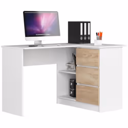 AKORD Furniture Factory IP0P3SBIASONB16P, Droit, Forme rectangulaire, Mat, Blanc, Couleur chêne, 3 tiroir(s), 850 mm