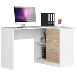 AKORD Furniture Factory IP0P3SBIASONB16P bureau d'ordinateur Blanc, Couleur chêne