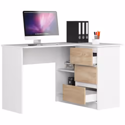 AKORD Furniture Factory IP0P3SBIASONB16P bureau d'ordinateur Blanc, Couleur chêne